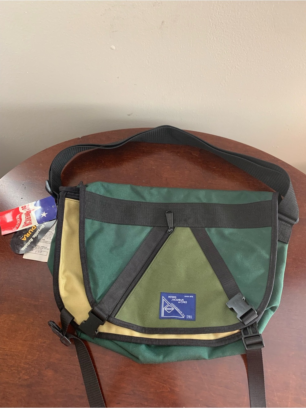 Woodstock NY Peters Mountain Works Green Canvas Messenger Bag with Black Trim